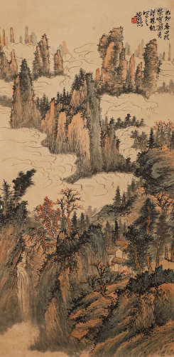 Xiao Jun's paper landscape vertical axis in the Qing Dynasty