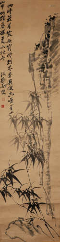 Vertical axis of paper bamboo and stone drawings of zhengban...