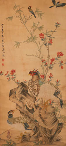 Ma Yuanyu's paper flower and bird vertical axis in the Qing ...