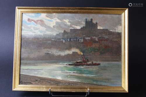 Charles LACOUR (1861-1941) Le Rhône et Notre Dame de Fourviè...