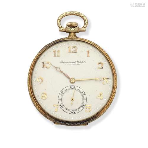 International Watch Company. A 14K gold keyless wind open fa...