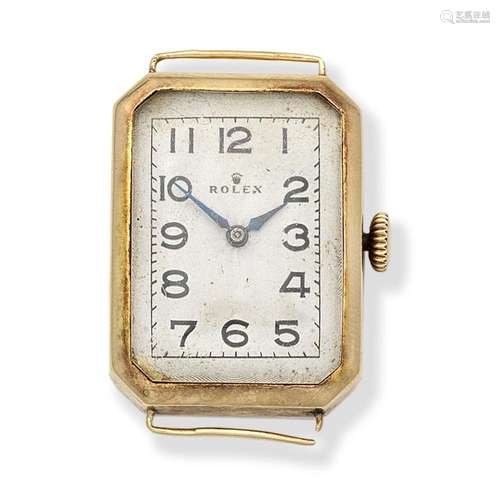 Rolex. A 14K gold manual wind rectangular wristwatch Ref: 47...