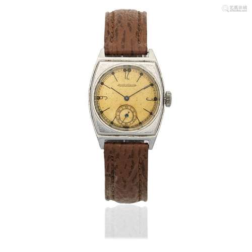 Jaeger-LeCoultre. A stainless steel manual wind tonneau form...