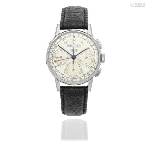 Heuer. A stainless steel manual wind chronograph wristwatch ...