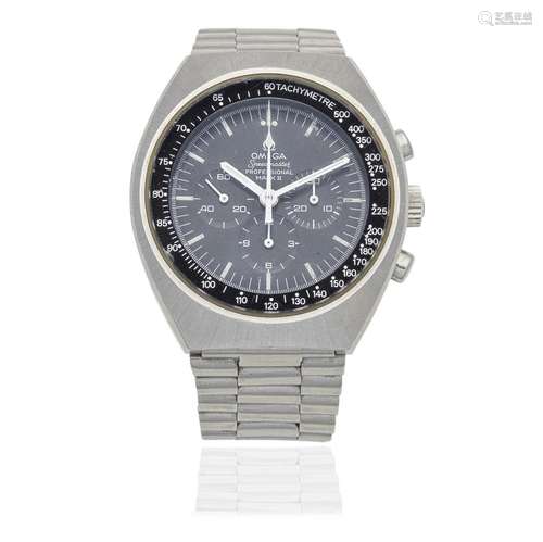 Omega. A stainless steel manual wind chronograph bracelet wa...