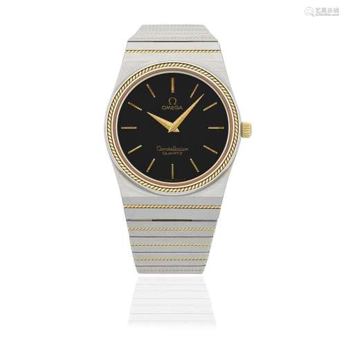 Omega. A stainless steel and gold quartz bracelet watch Cons...