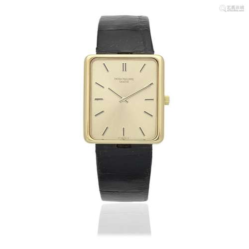 Patek Philippe. An 18K gold manual wind rectangular form wri...