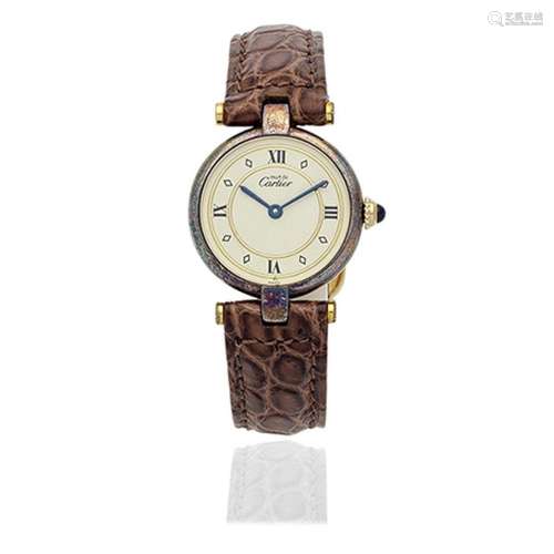 Cartier. A lady's gold plated silver quartz wristwatch P...