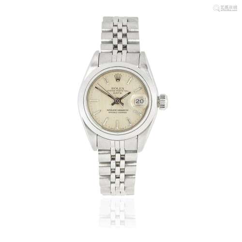 Rolex. A lady's stainless steel automatic calendar brace...
