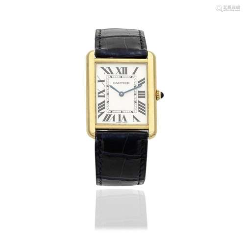 Cartier. An 18K gold and stainless steel quartz rectangular ...