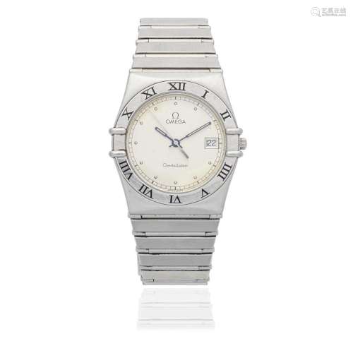 Omega. A stainless steel quartz calendar bracelet watch Cons...