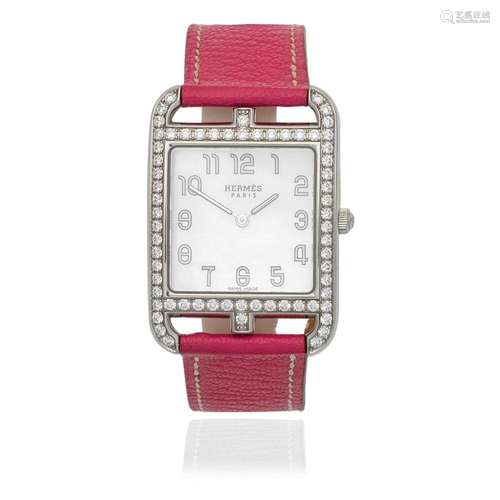 Hermès. A lady's stainless steel diamond set quartz cale...