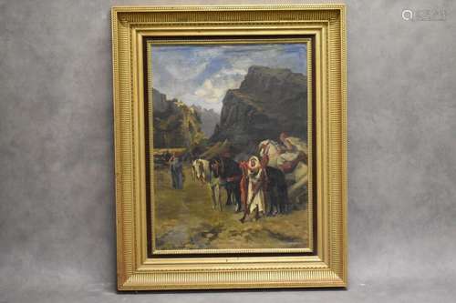 École du XIXème siècle, Sujet orientaliste, huile sur toile