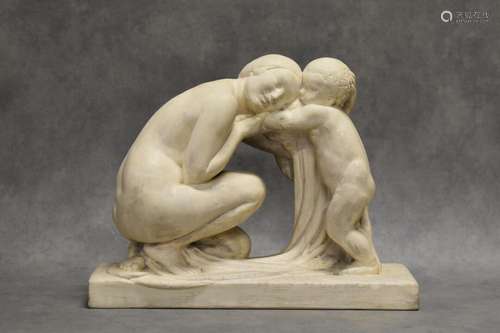 Pierre TRAVERSE (1892-1979), Femme et enfant, céramique