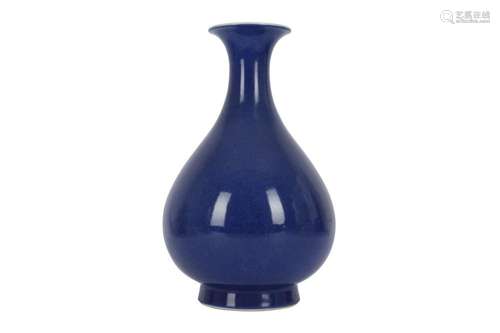 A CHINESE POWDER BLUE-GLAZED BOTTLE VASE, YUHUCHUNPING.