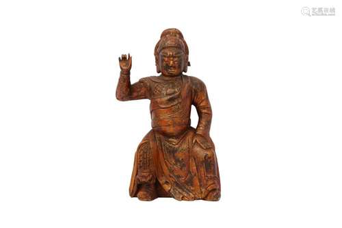 A CHINESE GILT-LACQUER WOOD FIGURE OF GUANDI.