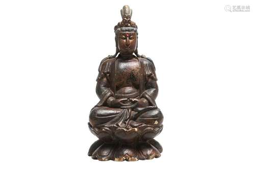 A GILT-LACQUERED WOOD FIGURE OF A BODHISATTVA.