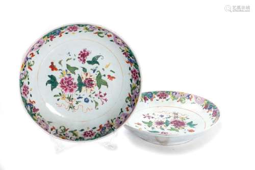 Two polychrome porcelain plates, 18th century China