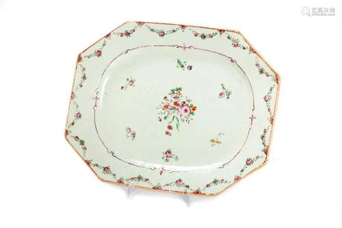 Polychrome porcelain octagonal tray, 18th century China