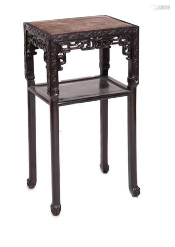 Cabinet in ebonized wood and marble top, 19th century China