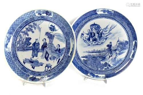 Pair of blue and white porcelain plates, China, early 20th c...