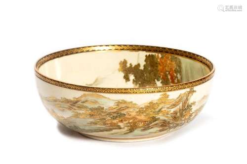 Satsuma porcelain bowl finely polychrome and gold painted, J...