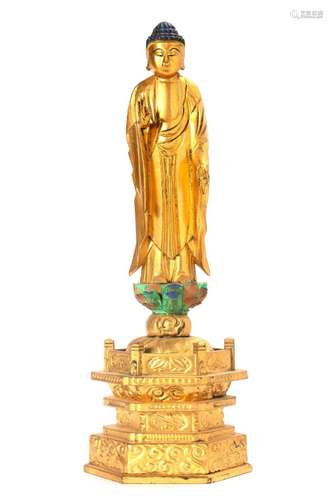 Gilded wooden Buddha on a lotus flower, Japan, early 20th ce...