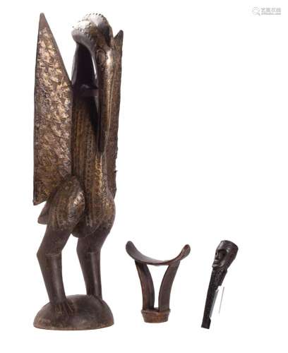 Lot consisting of three ritual wood objects, African art