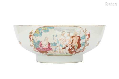 A CHINESE FAMILLE ROSE 'JUDGMENT OF PARIS' PUNCH BOW...