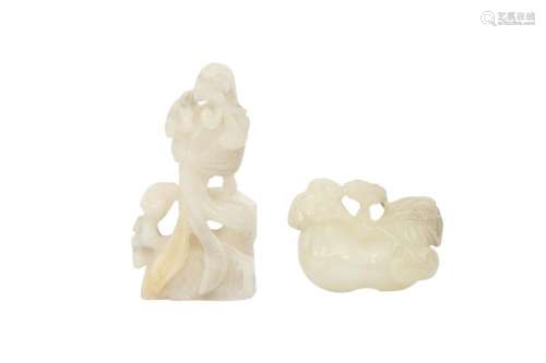 TWO CHINESE WHITE JADE CARVINGS.