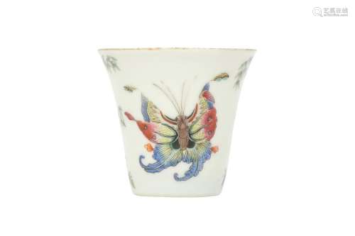 A CHINESE FAMILLE ROSE 'BUTTERFLY' CUP.