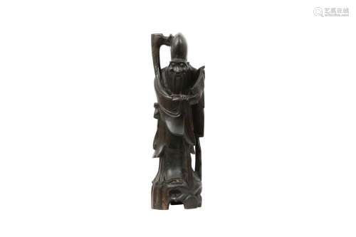 A CHINESE WOOD FIGURE OF SHOULAO.