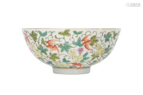 A CHINESE FAMILLE ROSE 'GOURDS AND BATS' BOWL.