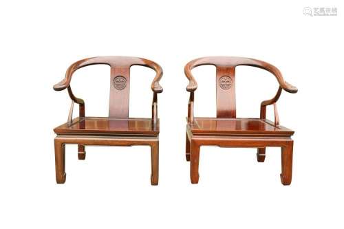 A PAIR OF CHINESE HORSEBACK CHAIRS