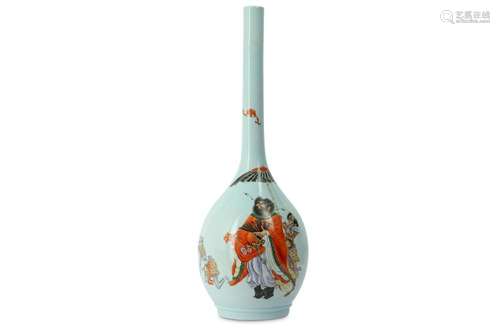 A CHINESE FAMILLE ROSE ‘ZHONGKUI’ BOTTLE VASE.