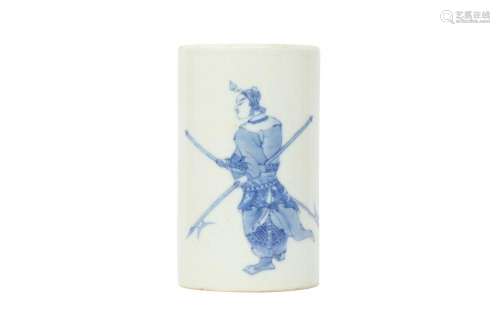 A CHINESE BLUE AND WHITE BRUSHPOT, BITONG.