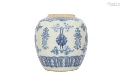 A CHINESE BLUE AND WHITE 'LOTUS' JAR.