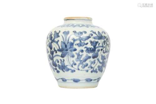 A CHINESE BLUE AND WHITE 'BLOSSOMS' JAR.