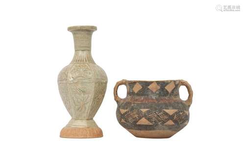 TWO CHINESE EARLY POTTERY PIECES.