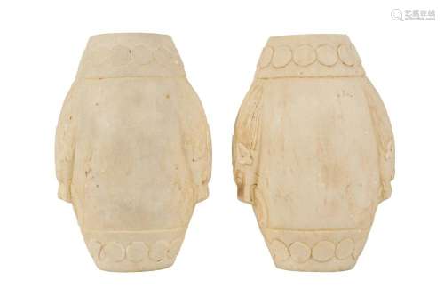 A PAIR OF CHINESE WHITE MARBLE STANDS.