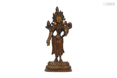 A TIBETAN BRONZE FIGURE OF WHITE TARA.