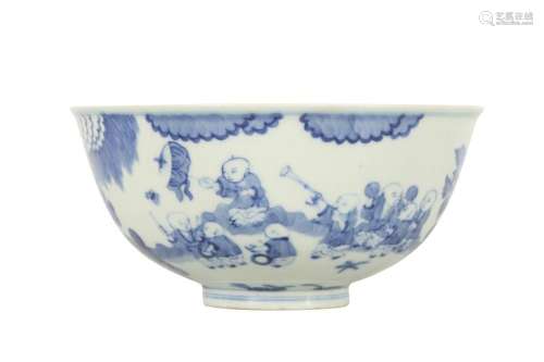 A CHINESE BLUE AND WHITE 'BOYS' BOWL.