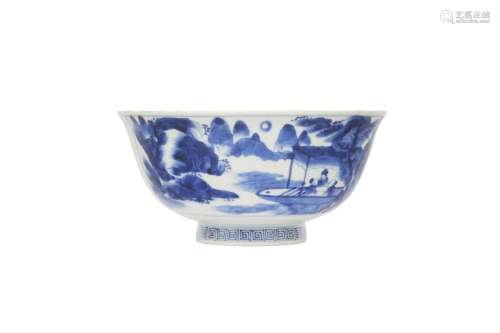 A CHINESE BLUE AND WHITE 'RED CLIFF' BOWL.