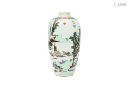 A CHINESE FAMILLE VERTE 'LANDSCAPE' JAR.