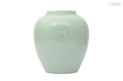 A CHINESE CELADON-GLAZED VASE.