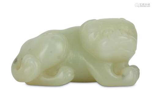 A CHINESE WHITE JADE 'DOG' CARVING.