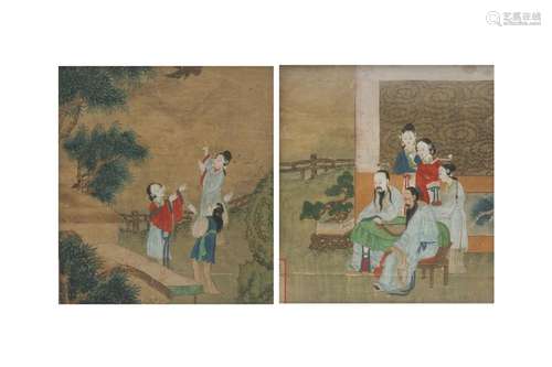 TWO CHINESE FIGURATIVE PAINTINGS.