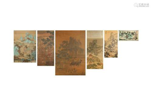 A COLLECTION OF SIX CHINESE HANGING SCROLLS.
