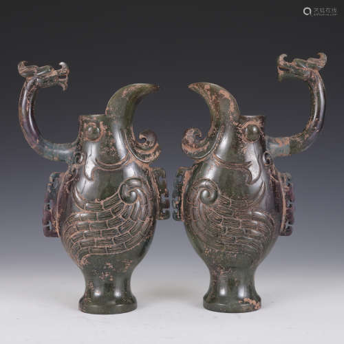 A Pair of Dragon and Phoenix Vases
