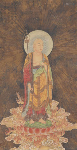Chinese Buddha Painting by Ding Guanpeng